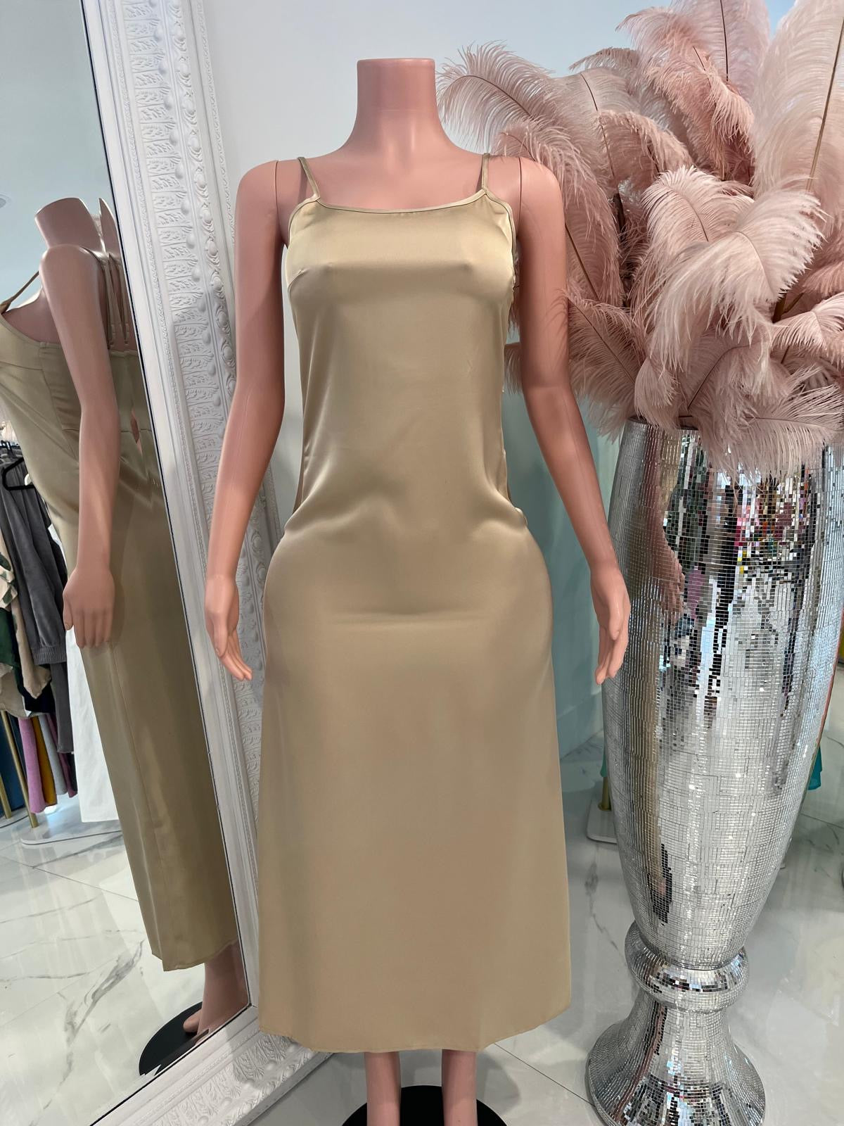 Lover Girl Satin Sweater Maxi Dress Set Nude