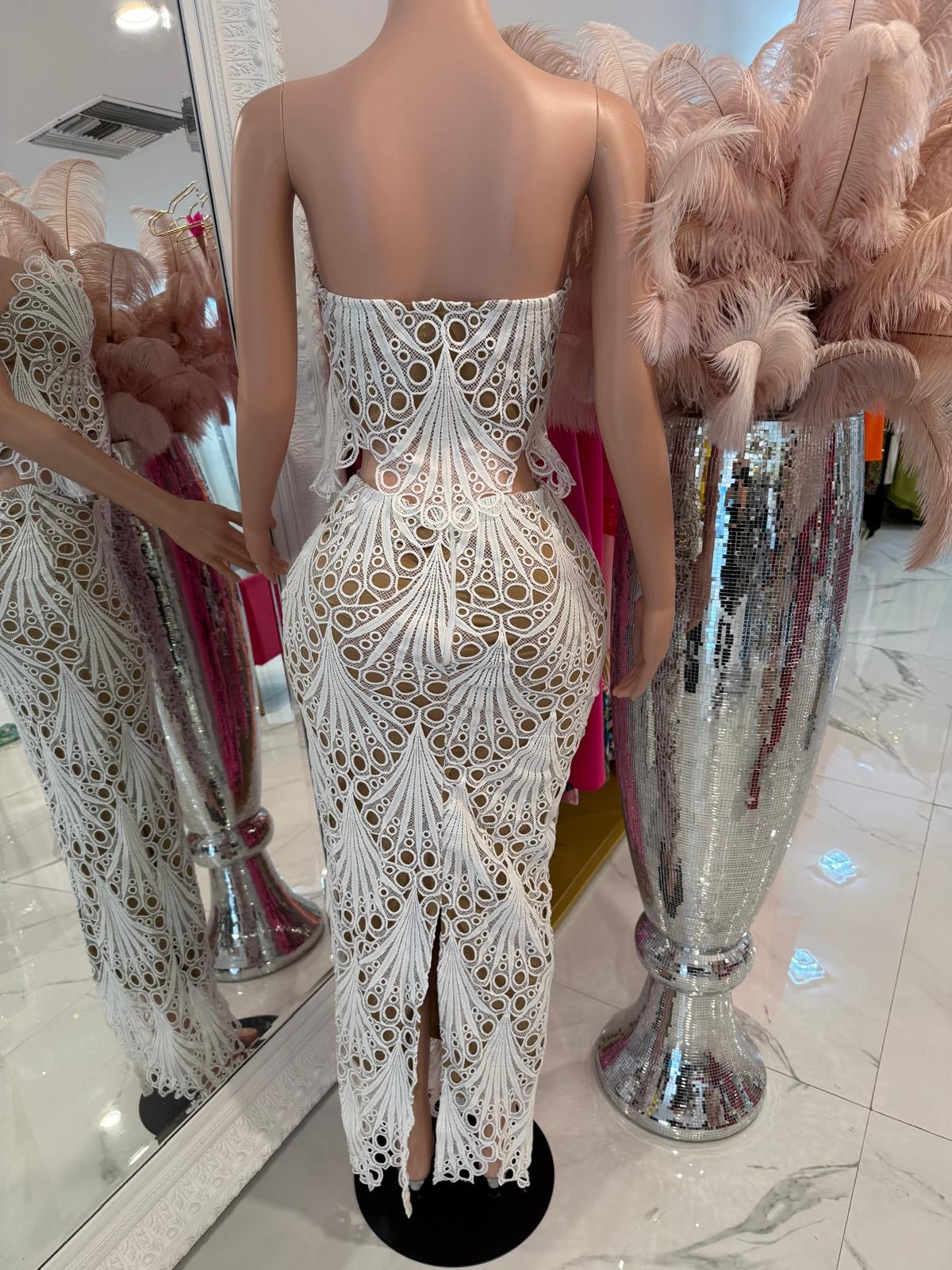 Opal Grace Lace Skirt Set White