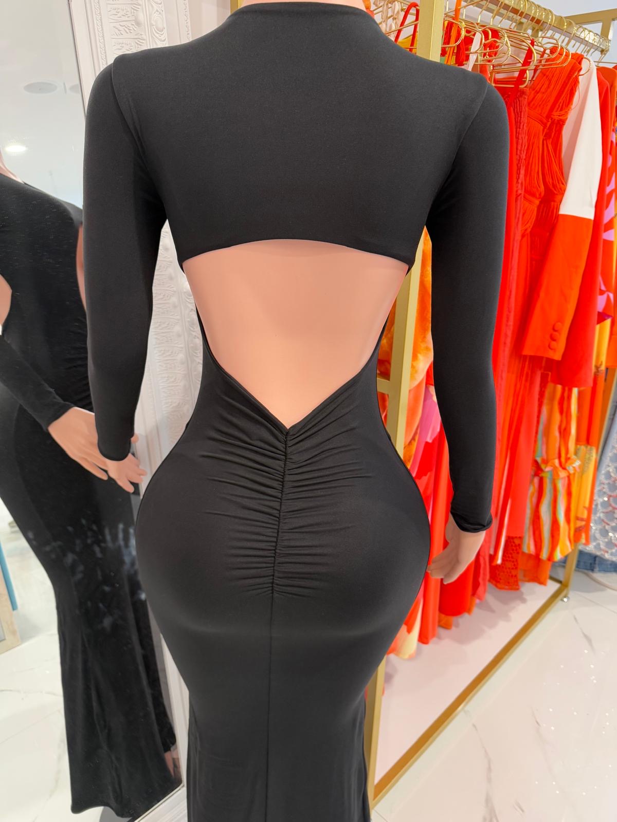 Soraya Ruched Maxi Dress Black