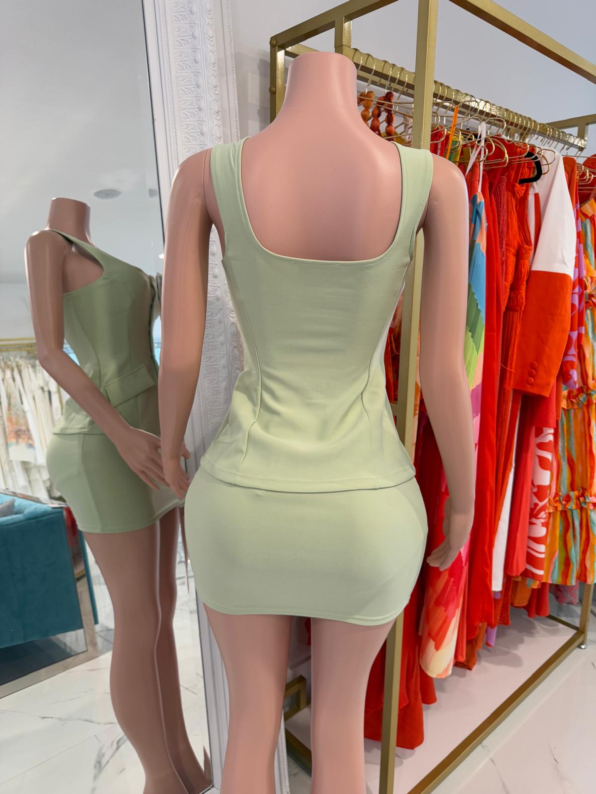 Ali Elegance Skirt Set Green