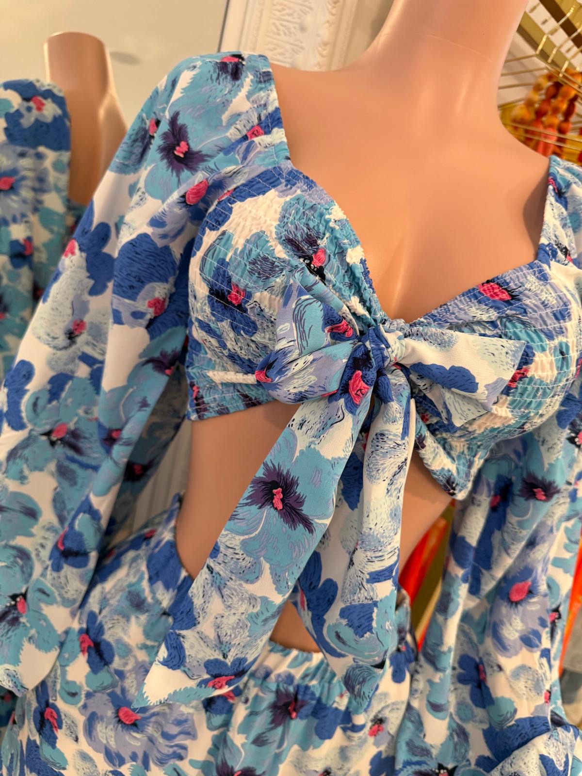 Tropic Bloom Ensemble Floral Ruched Skirt Set