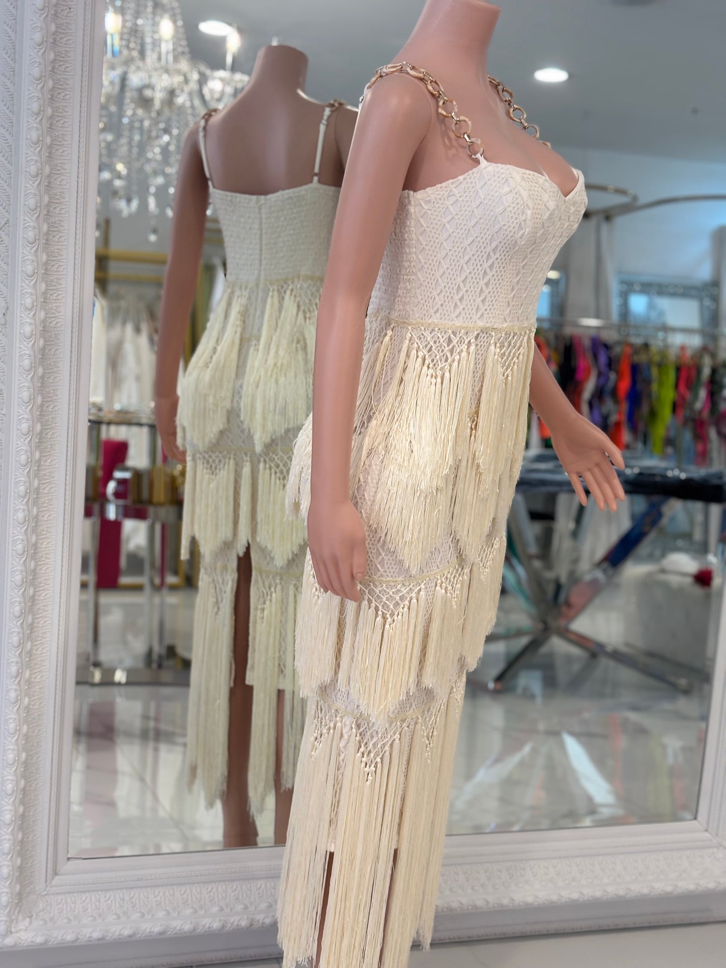 Boho Mirage Crochet Maxi Dress White
