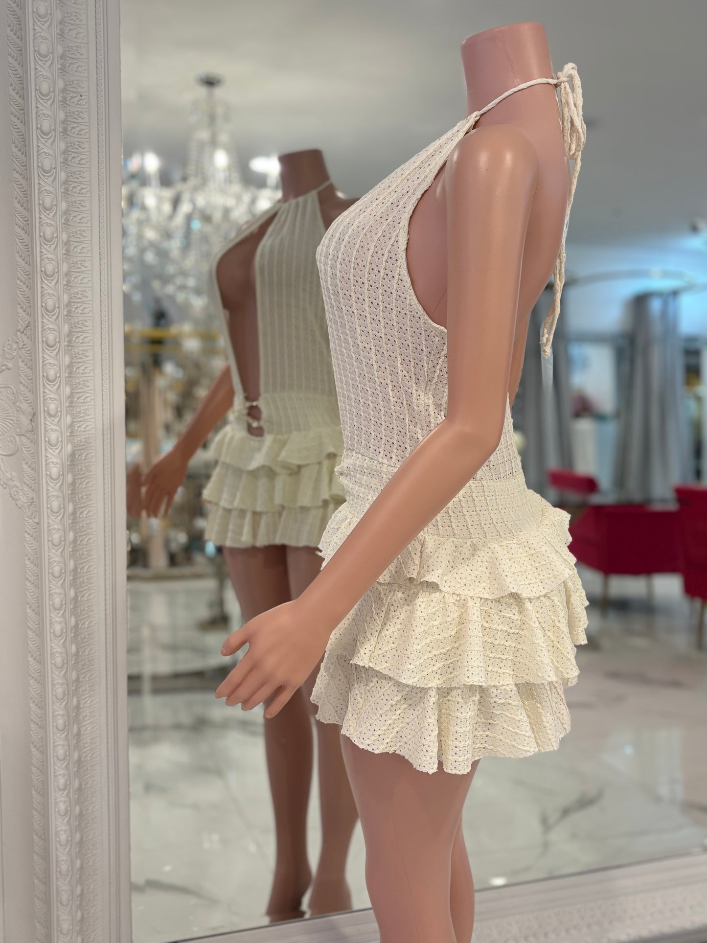 Ruffle Rendezvous Mini Dress Nude