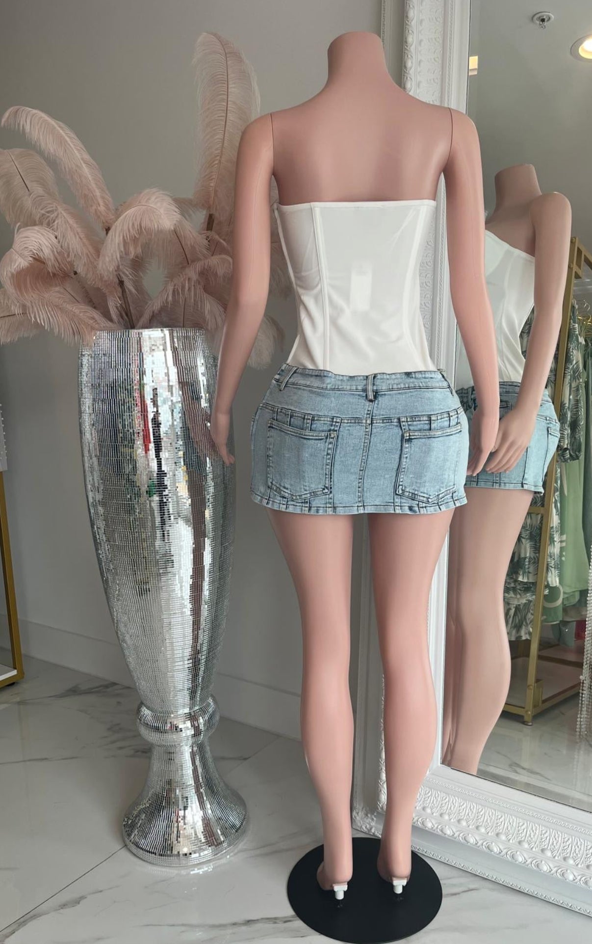 On A Girl Denim Bandage Mini Dress