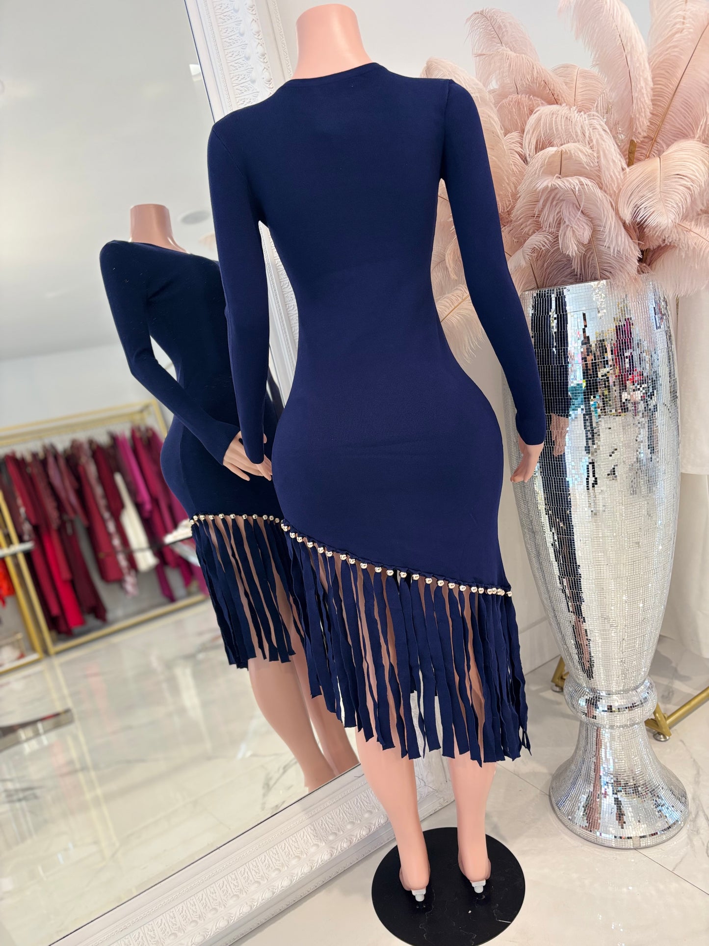 Wanna Get Groovy Midi Dress Blue