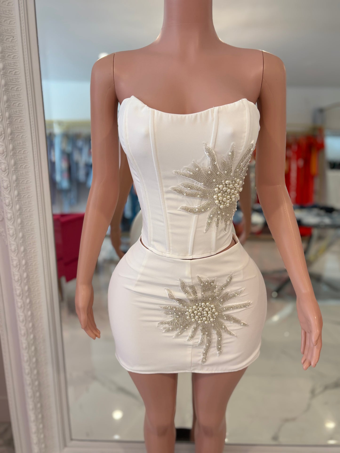 Pearl Skirt Set White