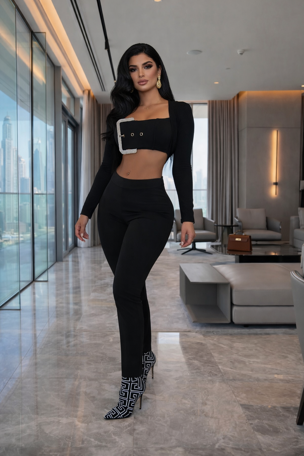 Sheyle Pants Set Black