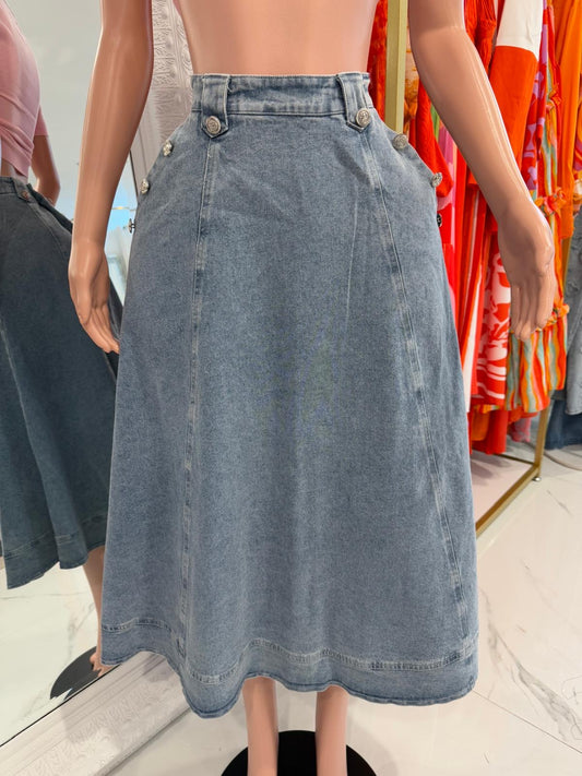 She's On Trend Denim Skirt
