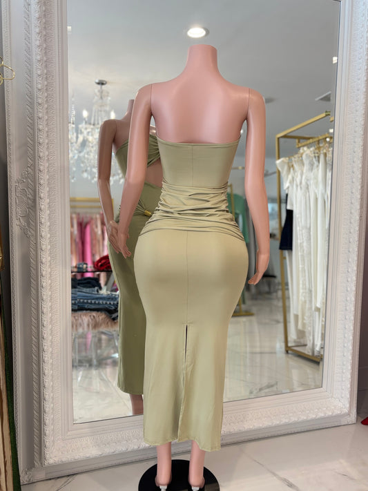 Flor de Loto Midi Dress Light Green