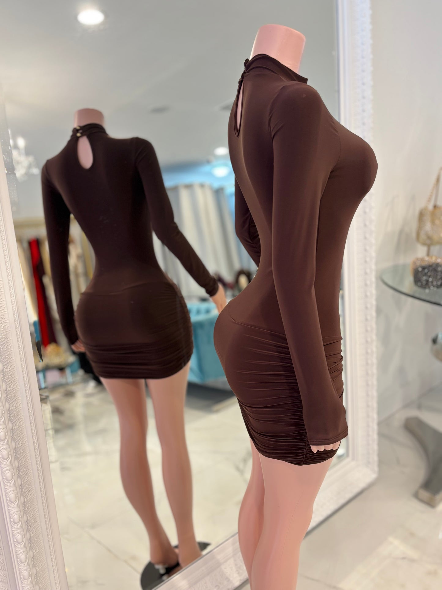 Gorgeous Girl Mini Dress Brown