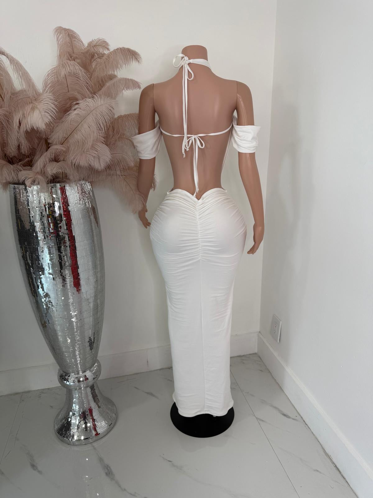 Lulu Ruched Rhinestone Maxi Dress