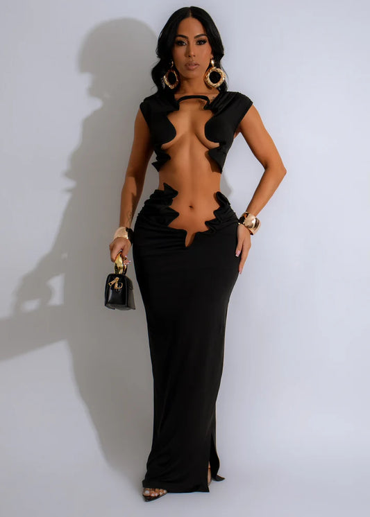 Blending In Skirt Set Black