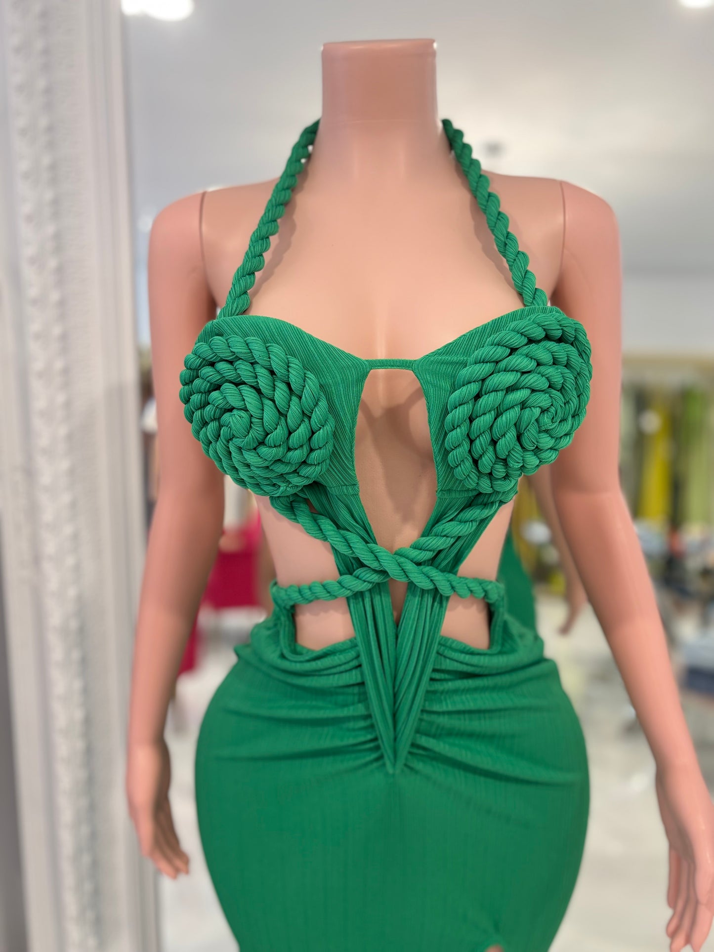 Venus Bound Ruched Maxi Dress green