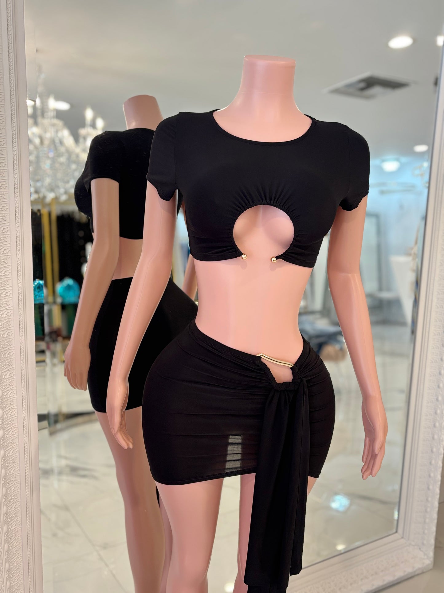 God I’m Hella Hot Skirt Set Black