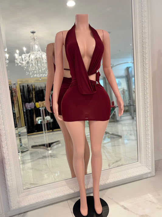 Eat Your Heart Baby Mini Dress Rojo Vino