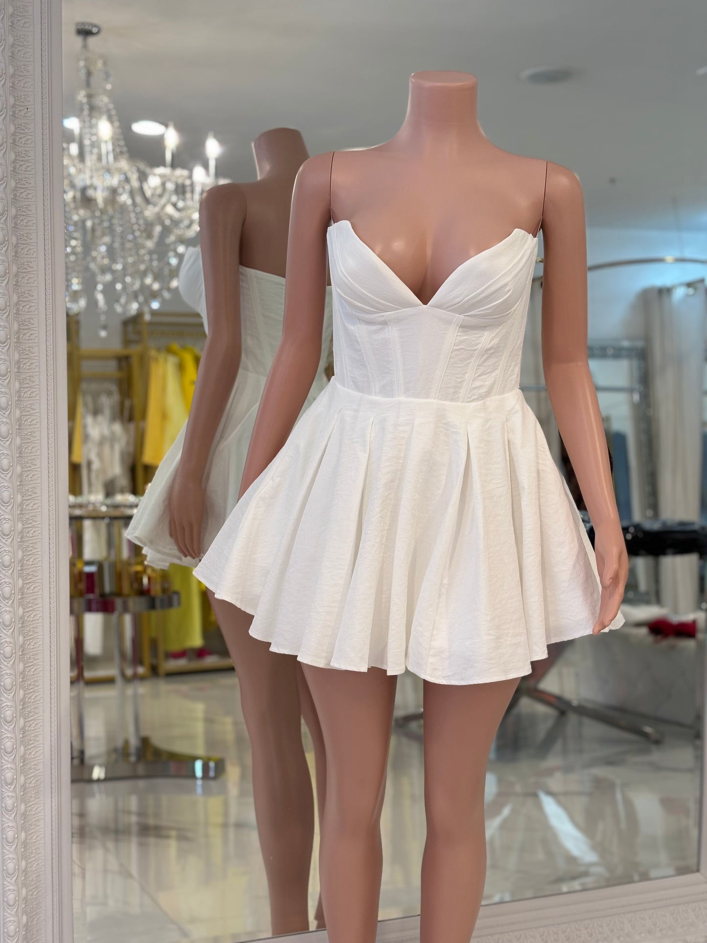 Petal Whimsy Mini Dress White