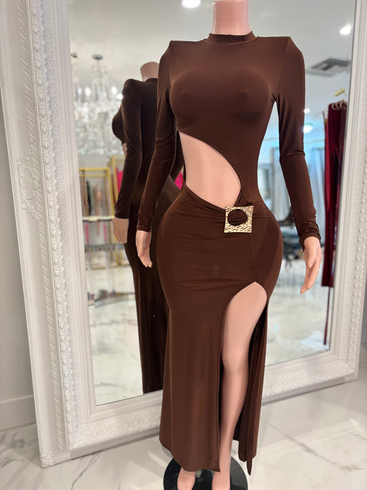 Ethereal Flow Code Maxi Dress Brown