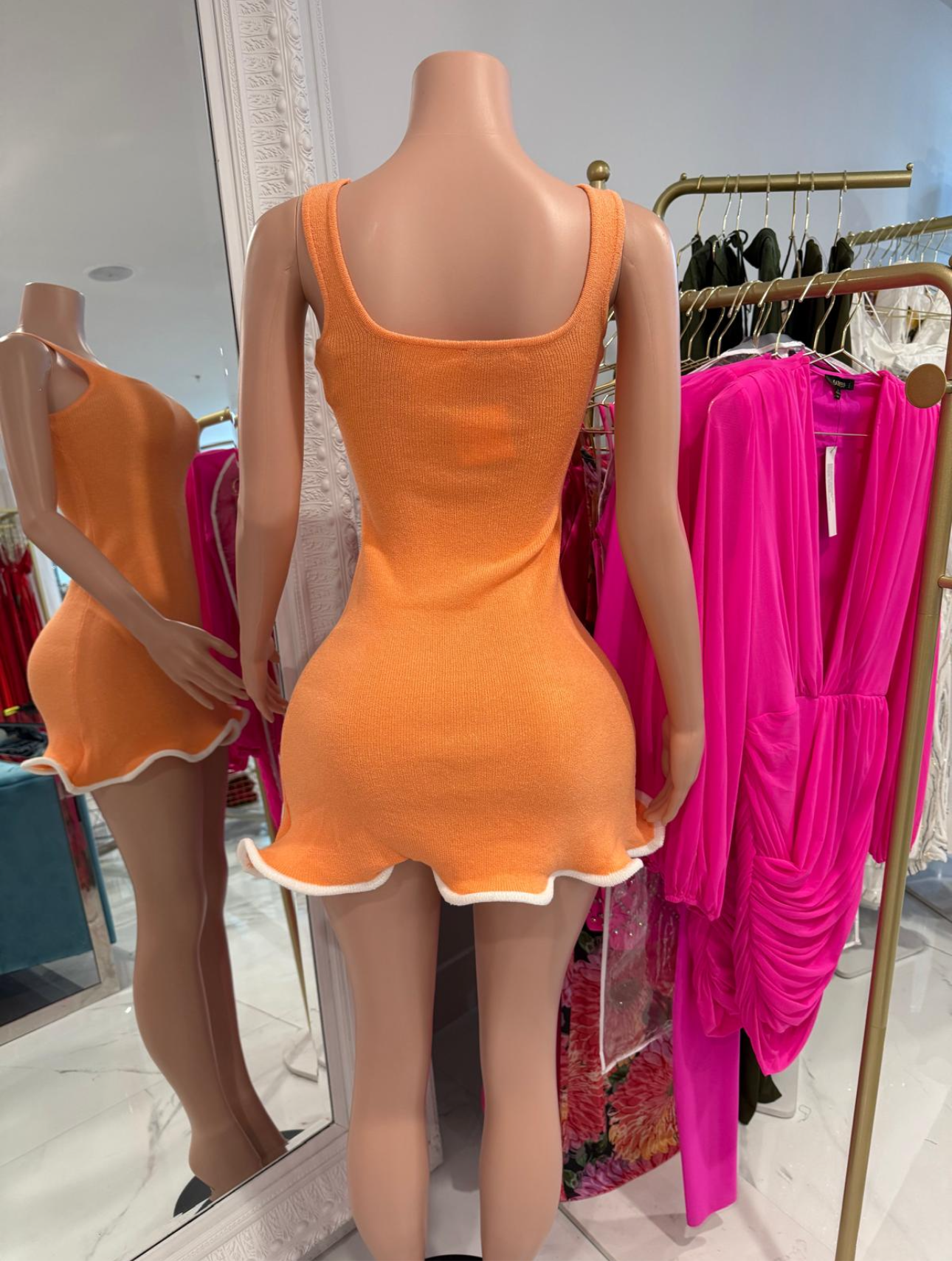 Minimalist Charm Knit Mini Dress Orange