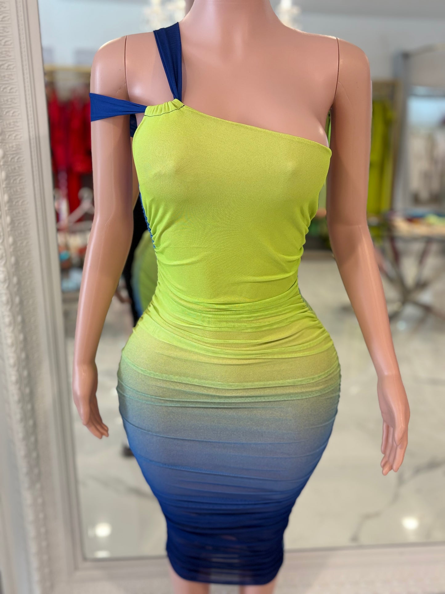 Sunset Rush Ruched Mesh Midi Dress Pink