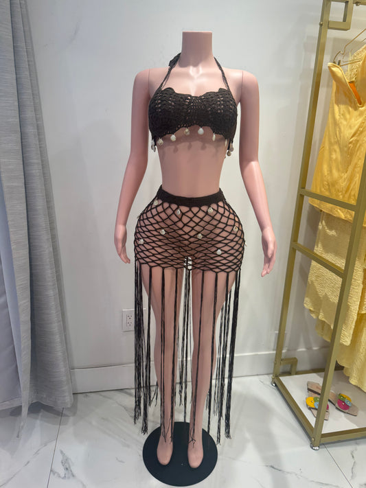 Come on Now Baby Skirt Set Brown