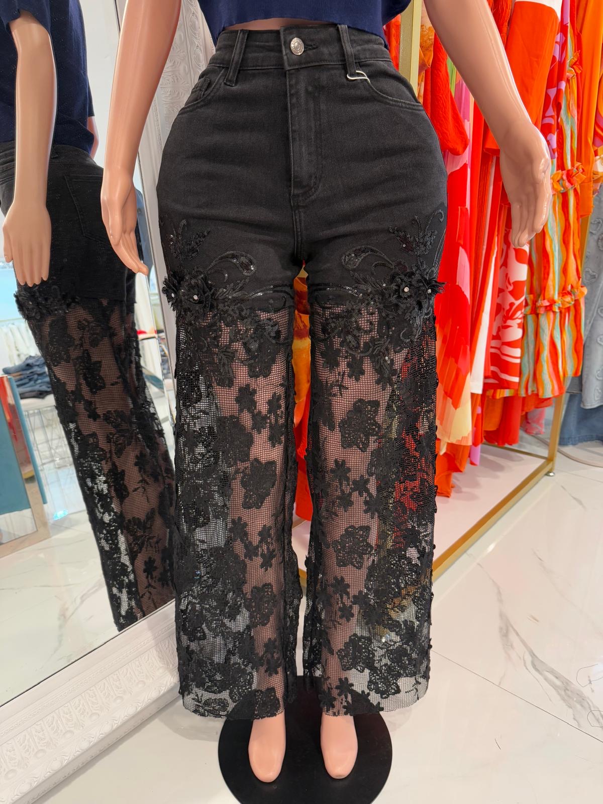 Shadow Luxe Lace Pant Black
