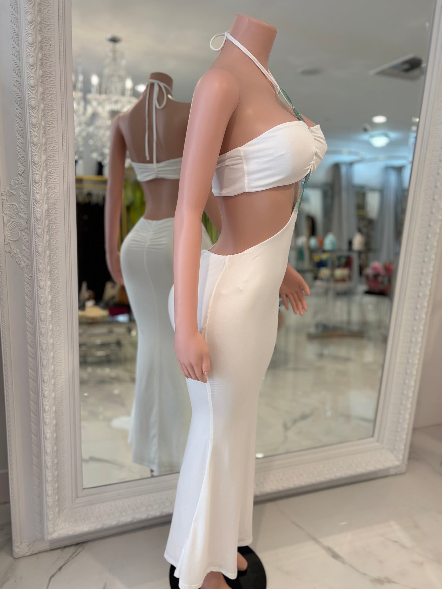 Siren Sands Ruched Maxi Dress White