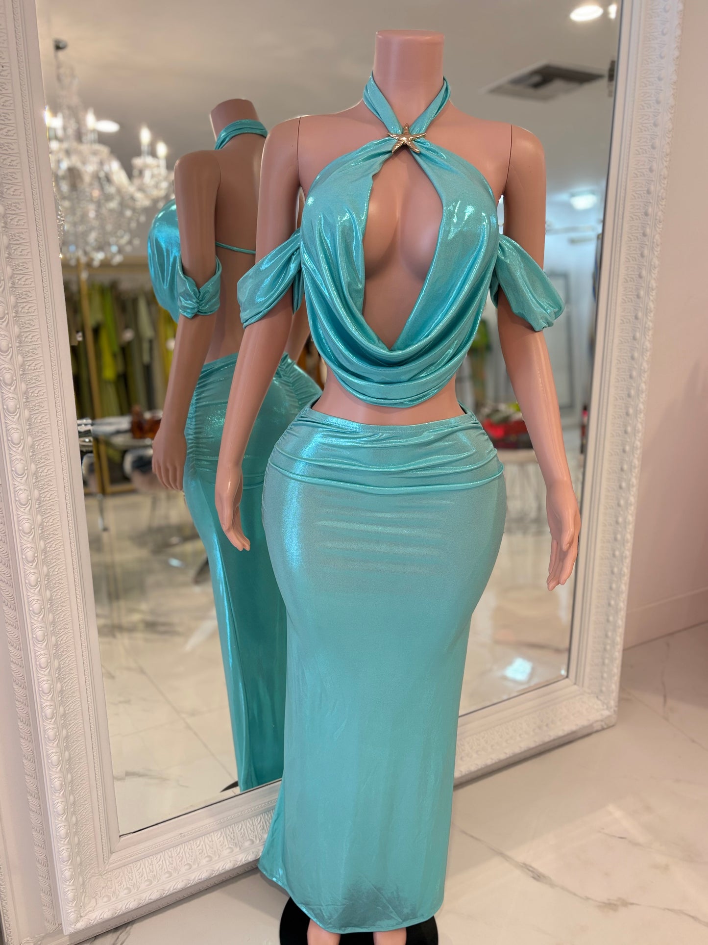 Brighter Than Any Peal Skirt Set Blue
