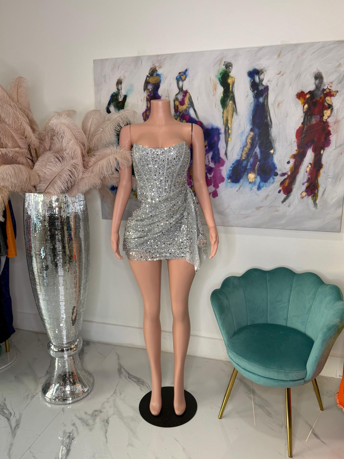 Starlight Seduction Sequin Mini Dress Silver