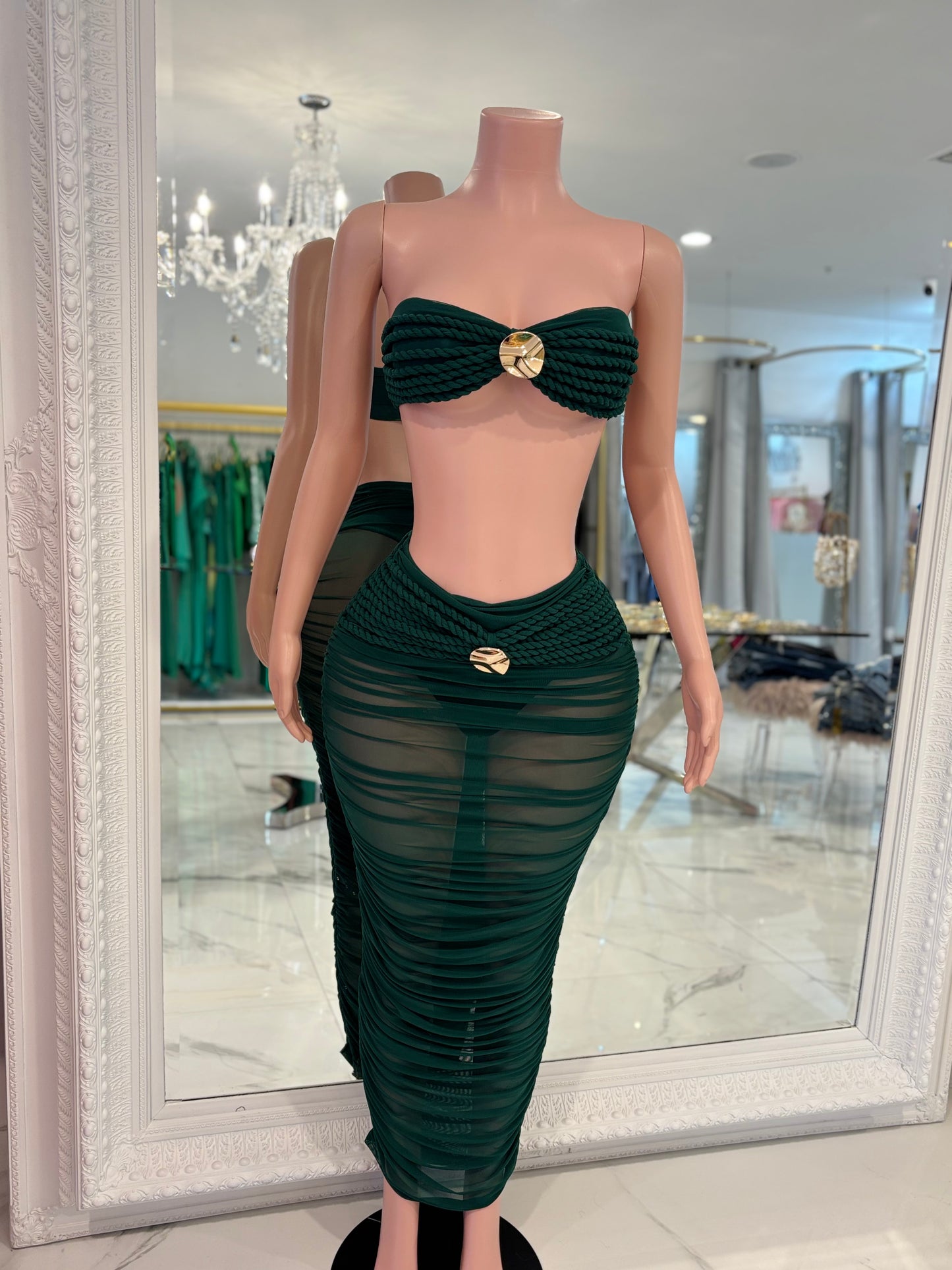 I'm a Little Tied Up Skirt Set Green