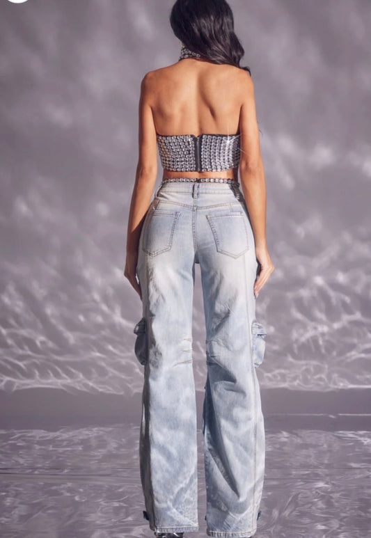 Couture Rhinestones Crop Top