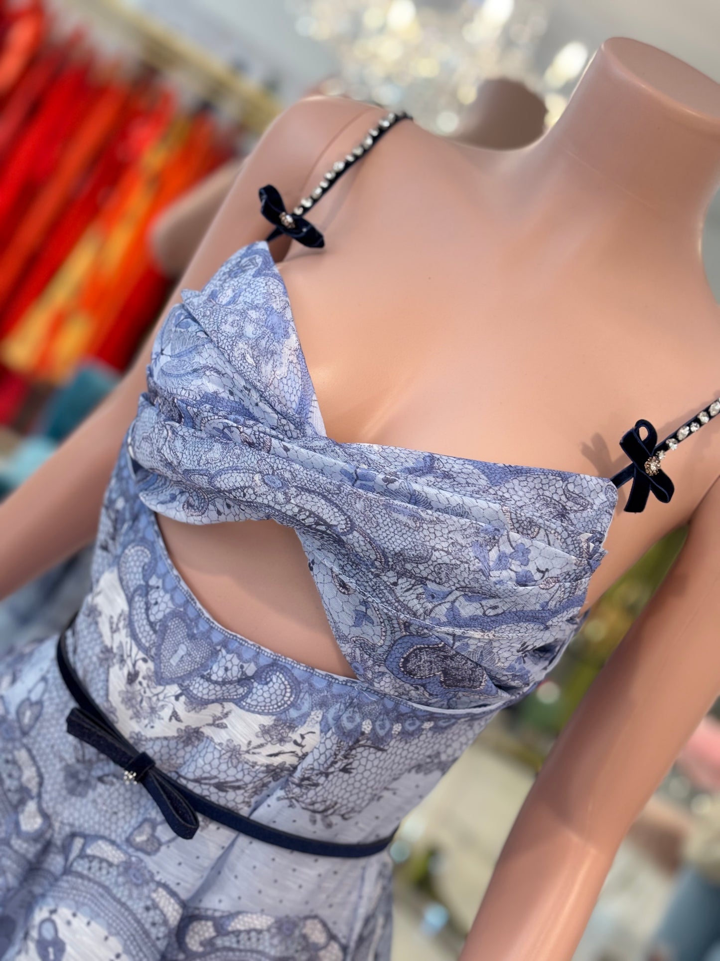 My Love Rhinestones Mini Dress Blue
