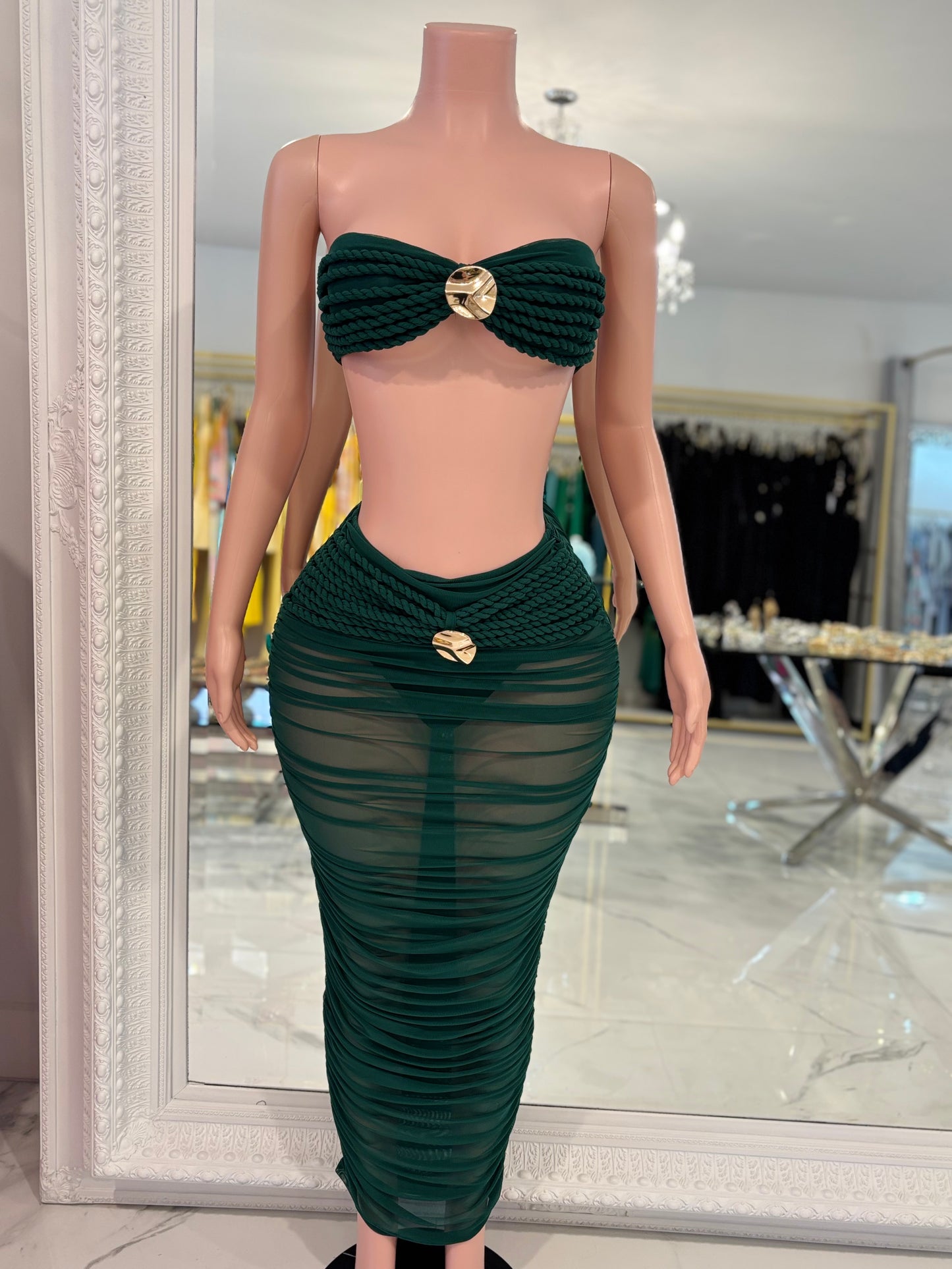 I'm a Little Tied Up Skirt Set Green