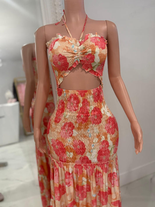 Wildflower Whimsy Floral Maxi Dress Pink