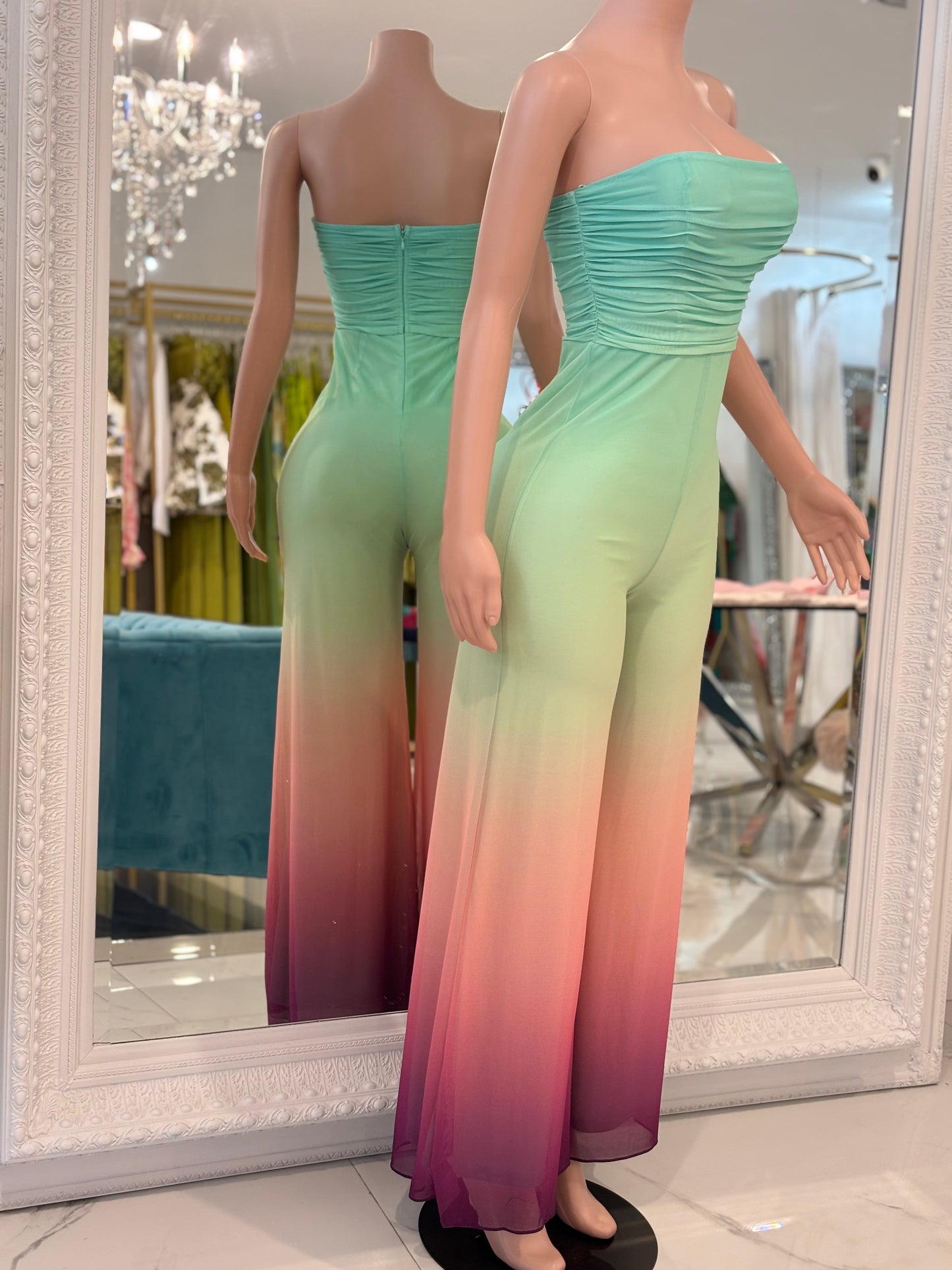 Serenity Glow Ruched Jumpsuit Green