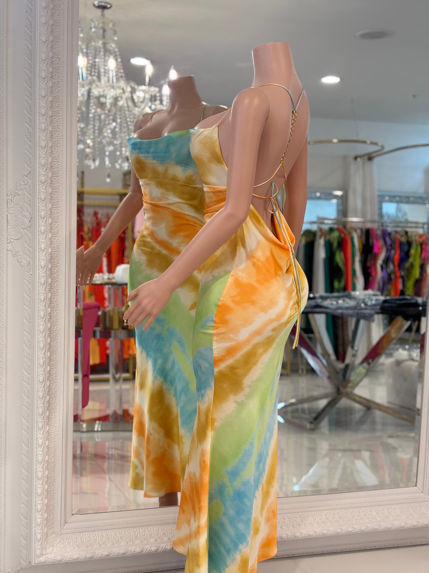 Drawn To You Satin Maxi Dress Orange