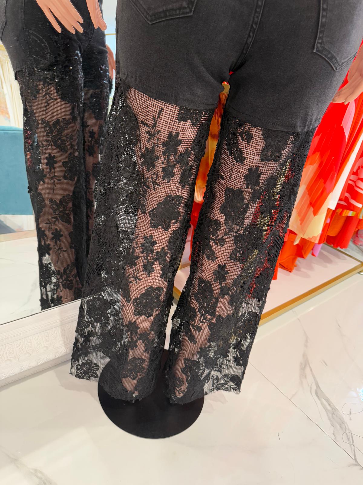 Shadow Luxe Lace Pant Black