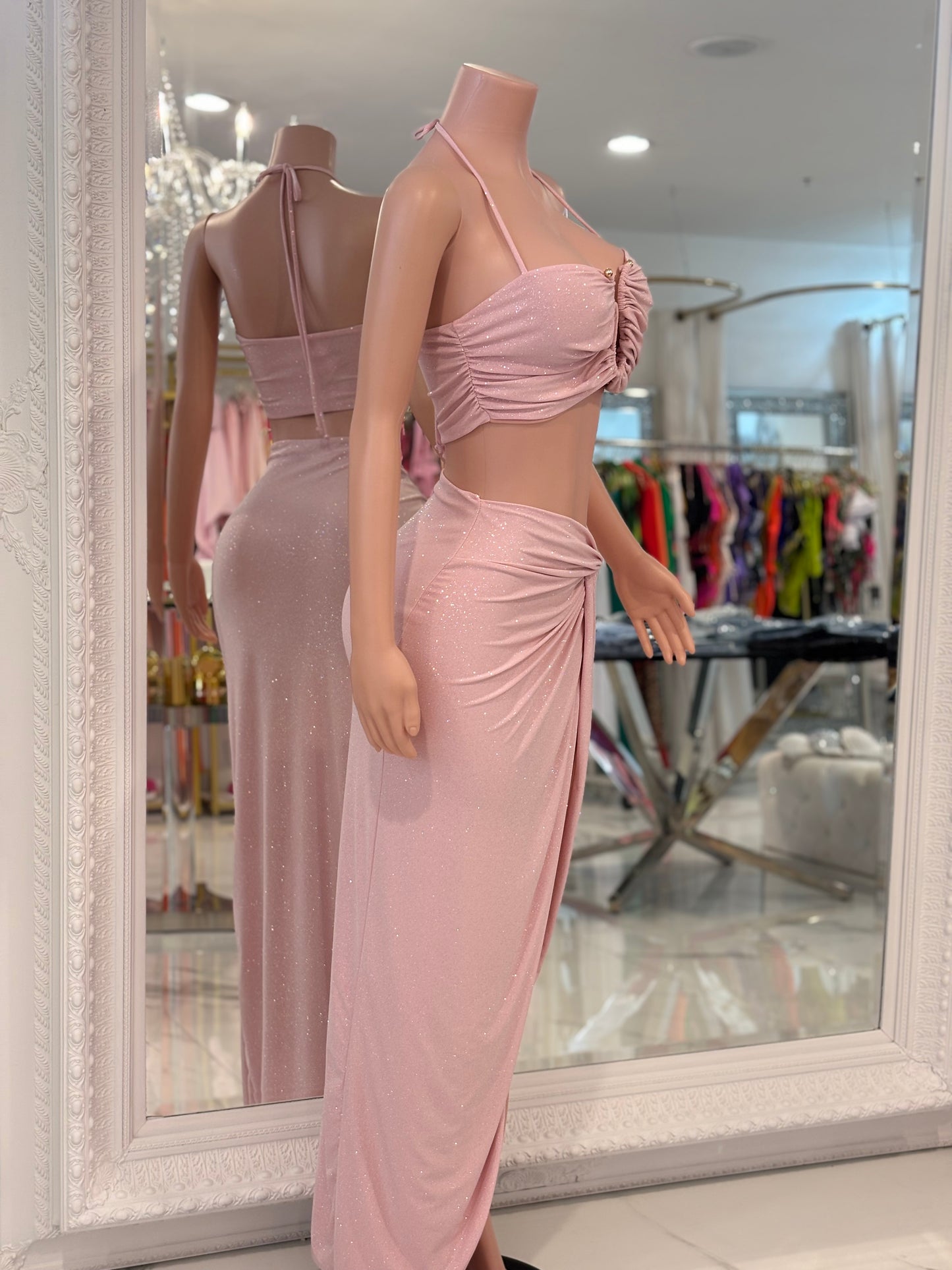 Wave Crasher Glitter Skirt Set Pink