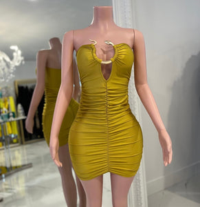 Day To Day Ruched Mini Dress Yellow