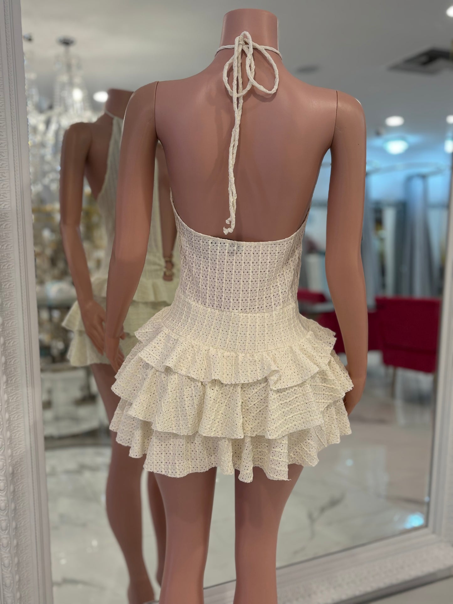 Ruffle Rendezvous Mini Dress Nude