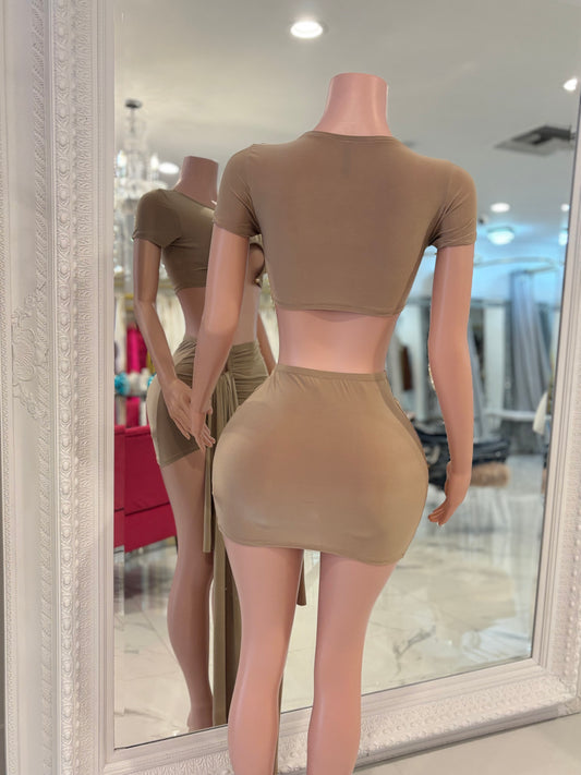 God I’m Hella Hot Skirt Set Nude