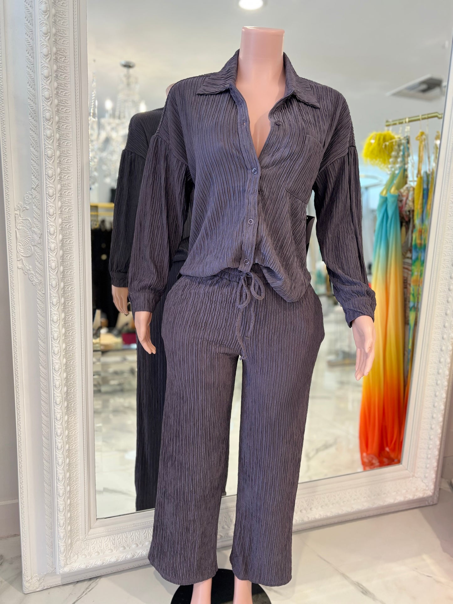 Rustic Reverie Pant Set Dark Grey