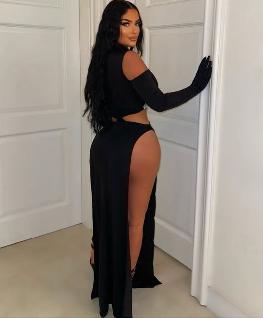 Essue crystal Maxi Dress(Black/silver)