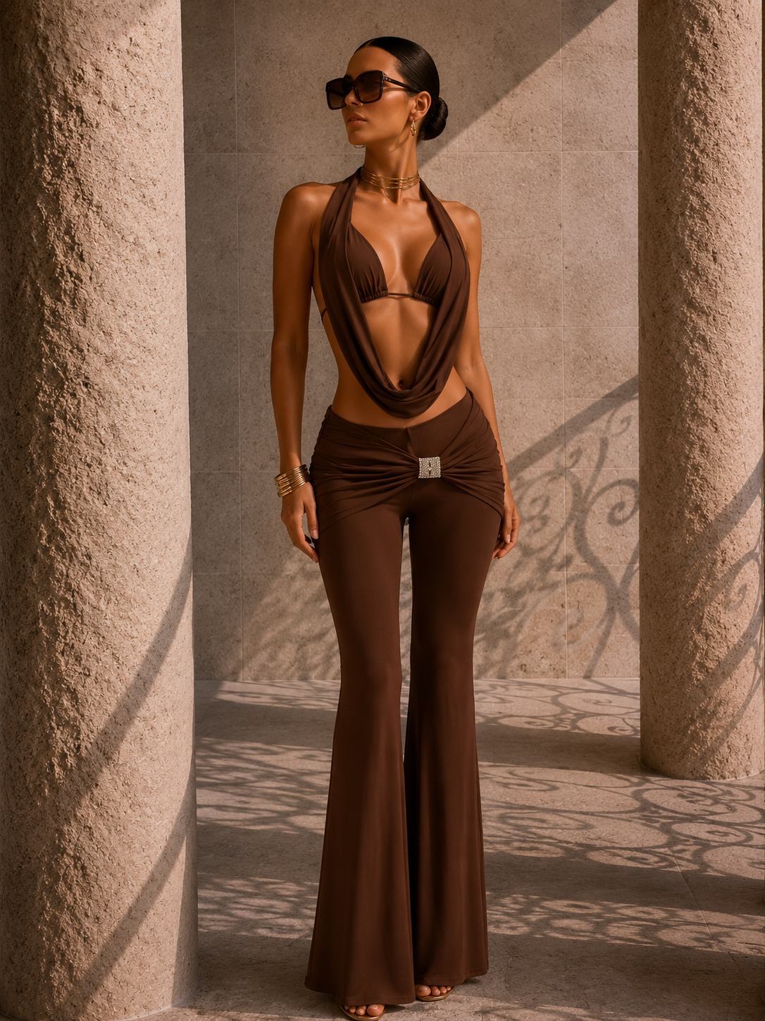 Just Got My Look Pant Set Brown