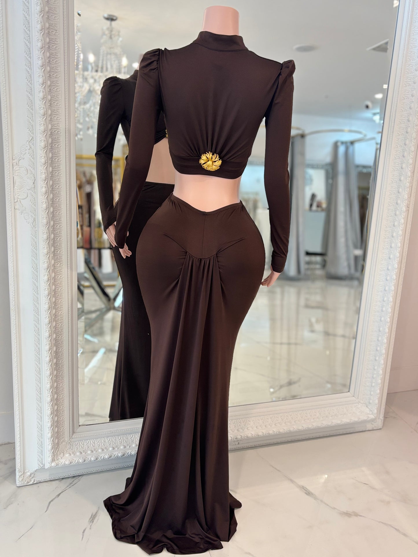 Look In My Eyes Skirt Set Brown