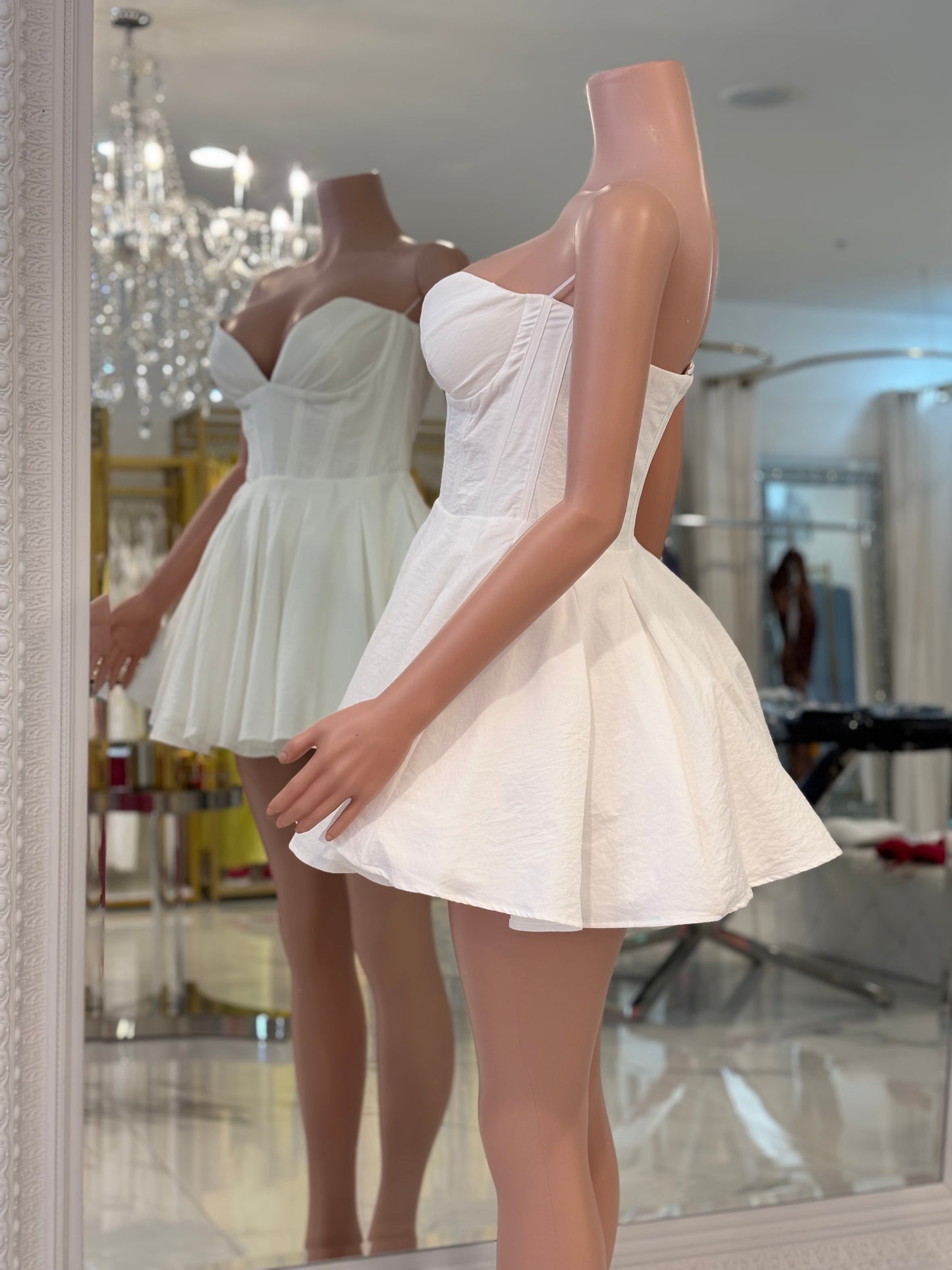 Petal Whimsy Mini Dress White