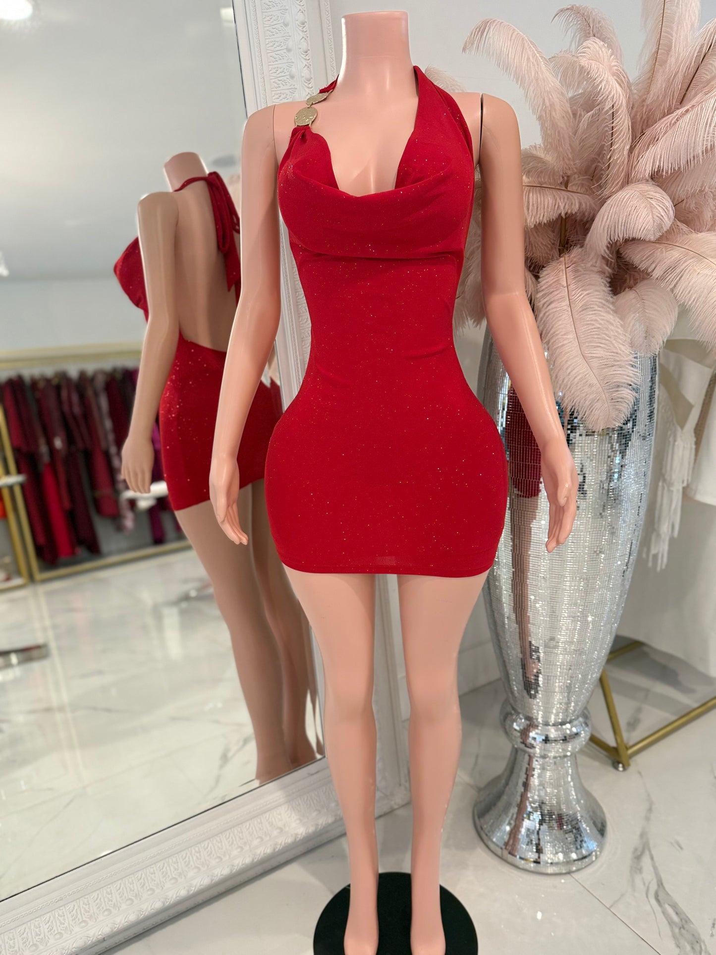 Forbidden Glow Mini Dress Red