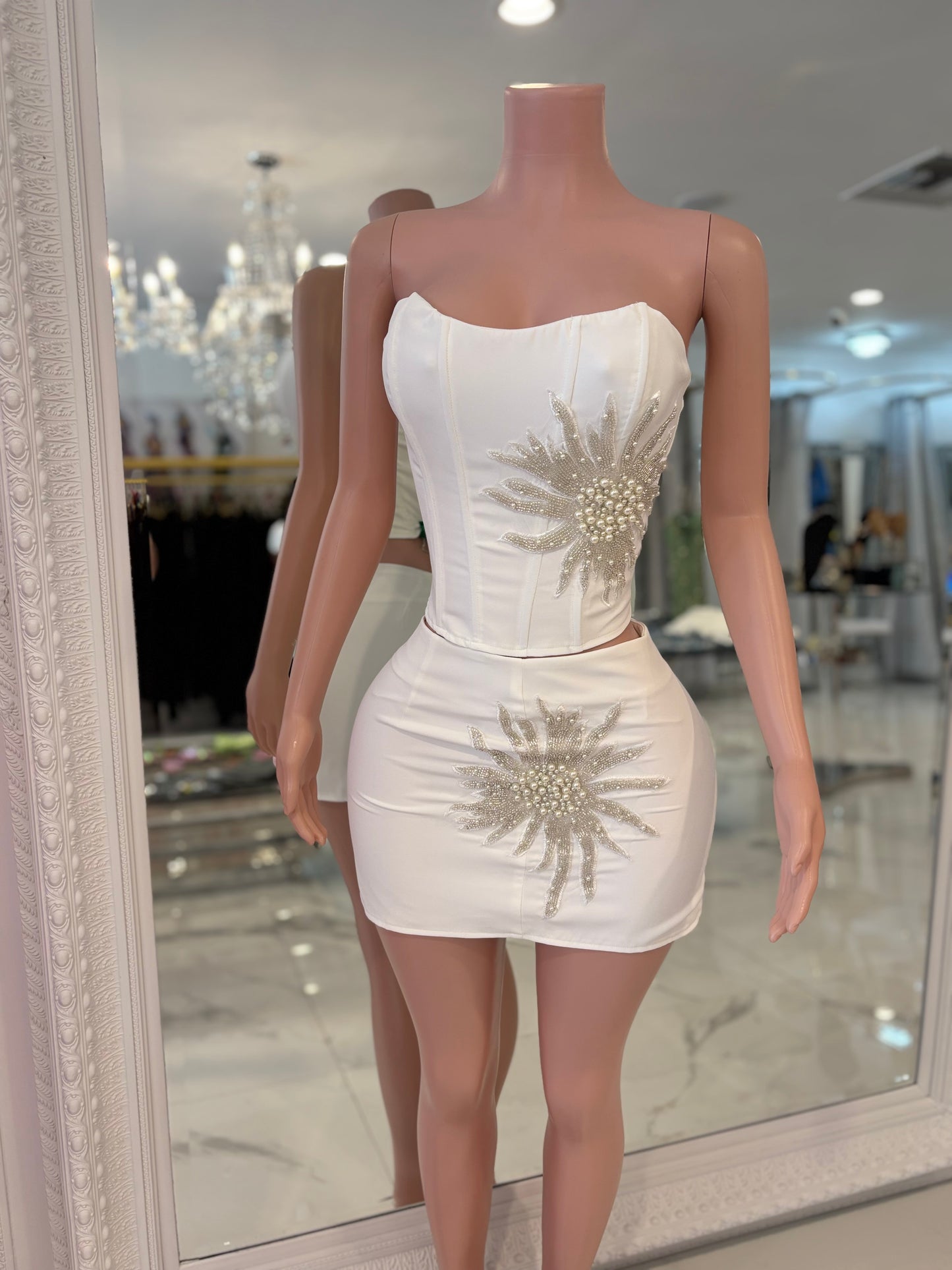 Pearl Skirt Set White