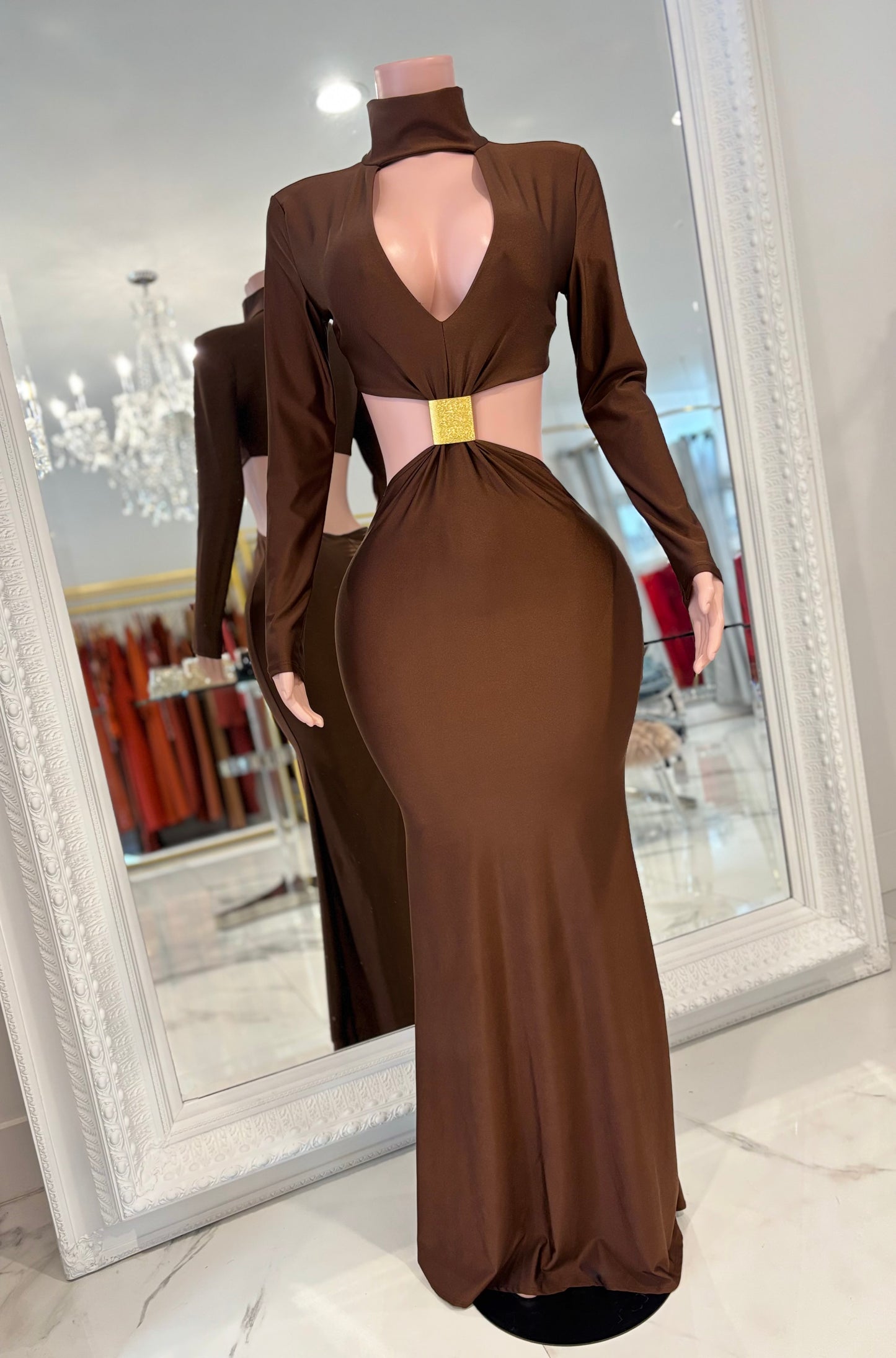 Beauty is Deadly Brown Maxi Dress Brown
