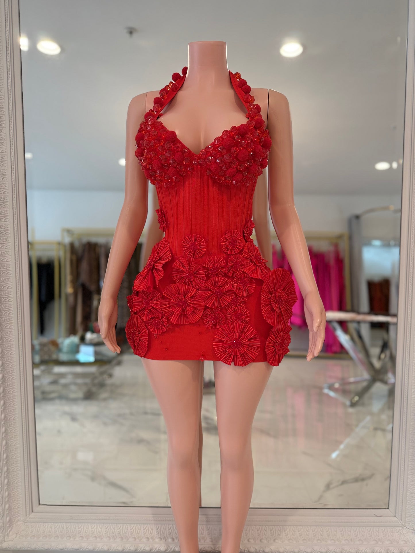 What the Festive Mini Dress Red