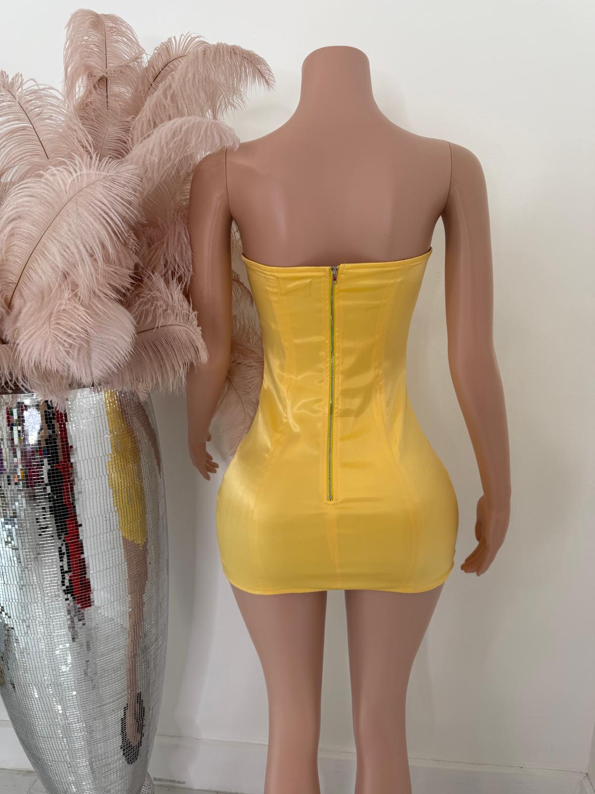 The Mirage Satin Mini Dress Yellow